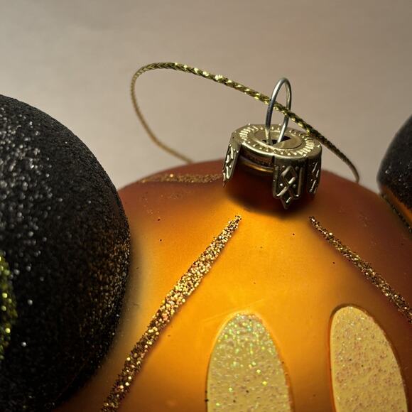 Preowned DisneyParks Happy Halloween Mickey Face glass Christmas ornament - Picture 4 of 7